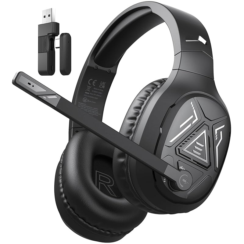 即納：EKSA ヘッドセット ゲーミング「2.4G USB/Bluetooth/TypeC/3.5mm有線/無線」 ゲームヘッドホン マイク付き 7.1ch 立体音響 235g 軽量 低遅延 ワイヤレ