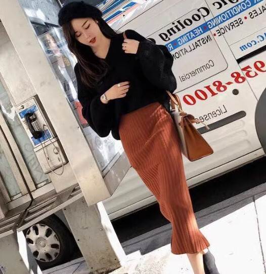 セットアップ プルオーバー タイトスカート ニットスカート トップス スカート ボトムス ミモレ丈