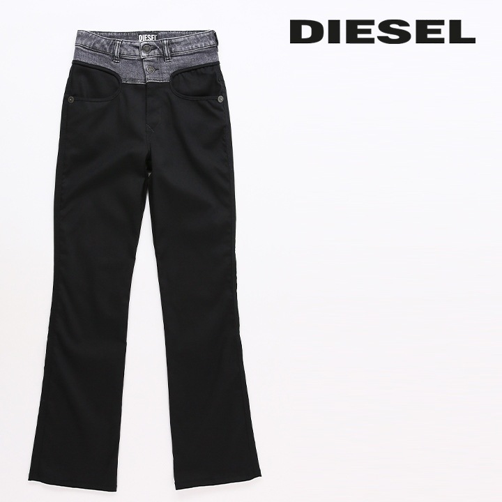 【W23】ブーツカットパンツ レディース P-LIA デニム切替 美シルエット die-l-p-e8-104