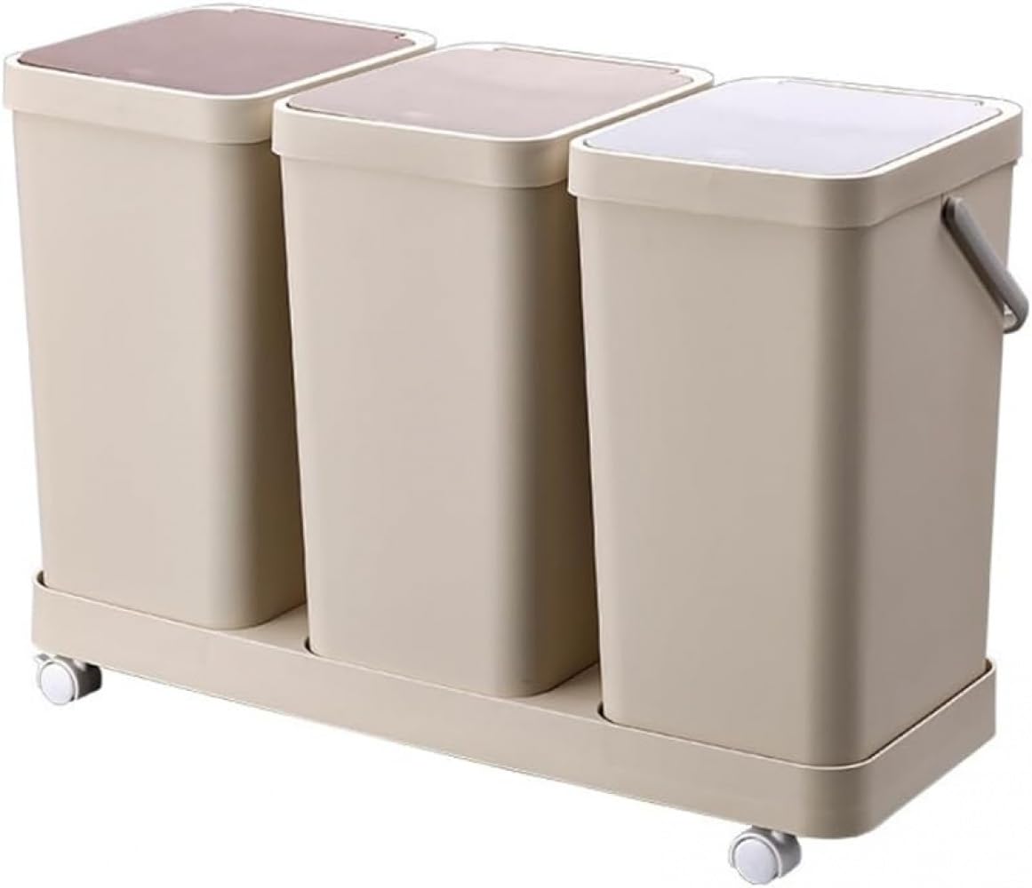 屋内リサイクルボックス ゴミ箱 分別 ふた付き 32/54L 大容量 おしゃれ 3分別 密閉 垃圾桶 リビングルーム キッチン 寝室に最適 防臭 キッチン 袋見えない 取り外し可能 お手入れ簡単 移動