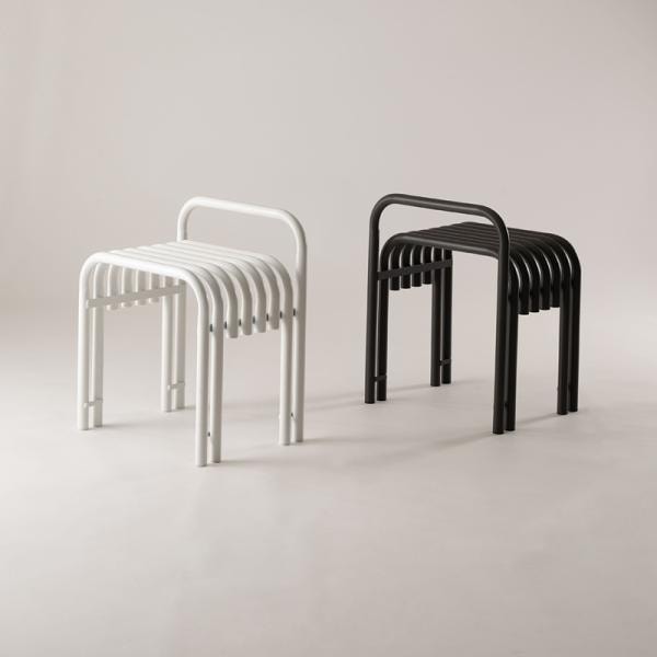 スツール おしゃれ デザイン スチール 金属 アート スタイリッシュ モダン オブジェ インテリア 黒系 グレー 白 ホワイト 置き台 ディスプレイ 玄関 腰掛け 椅子