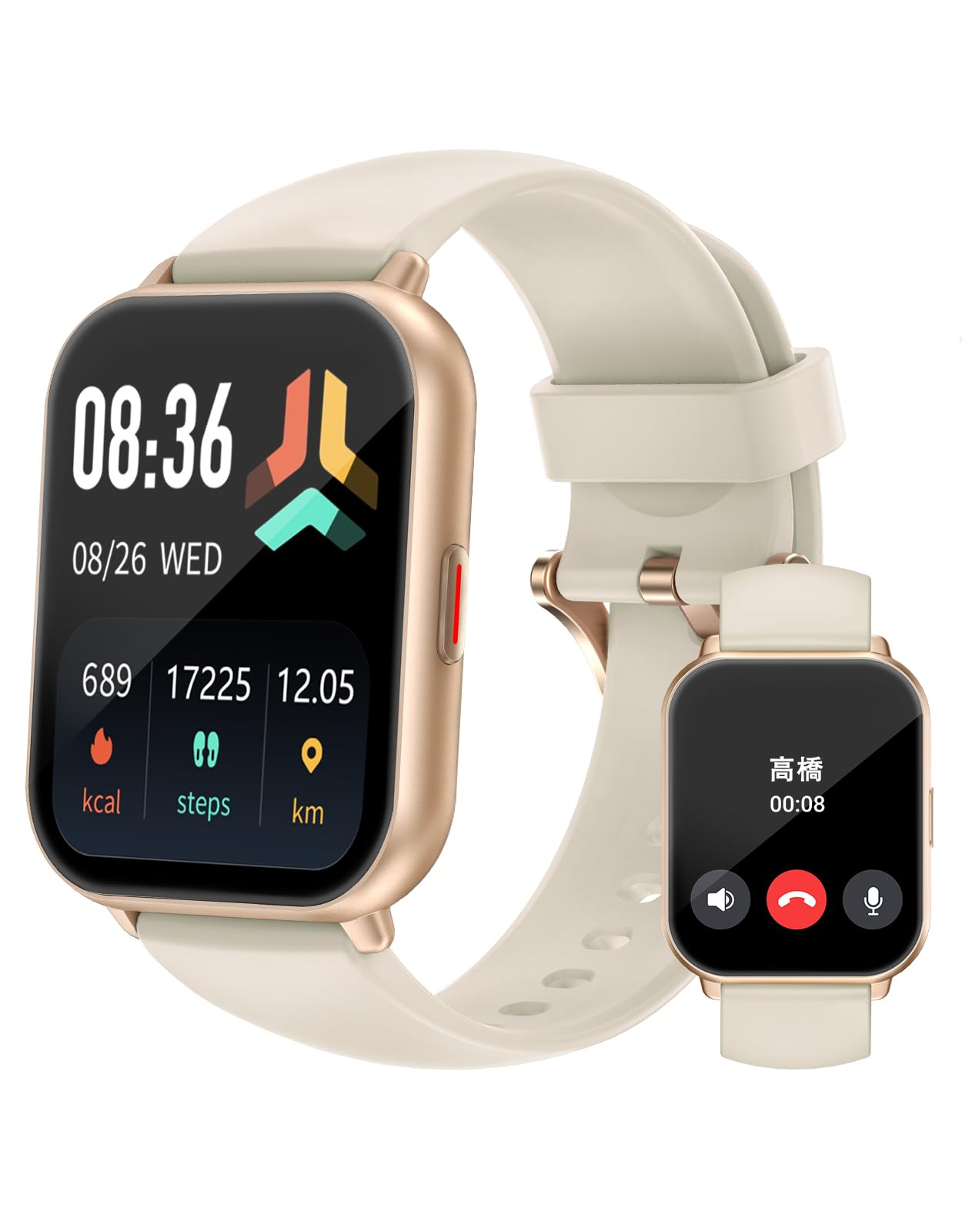 スマートウォッチ i Phone/Android対応 Bluetooth 通話機能付き 1.85インチ 大画面 腕時計 歩数計 Smart Watch 着信電話通知 IP68防水 アラーム タイマー