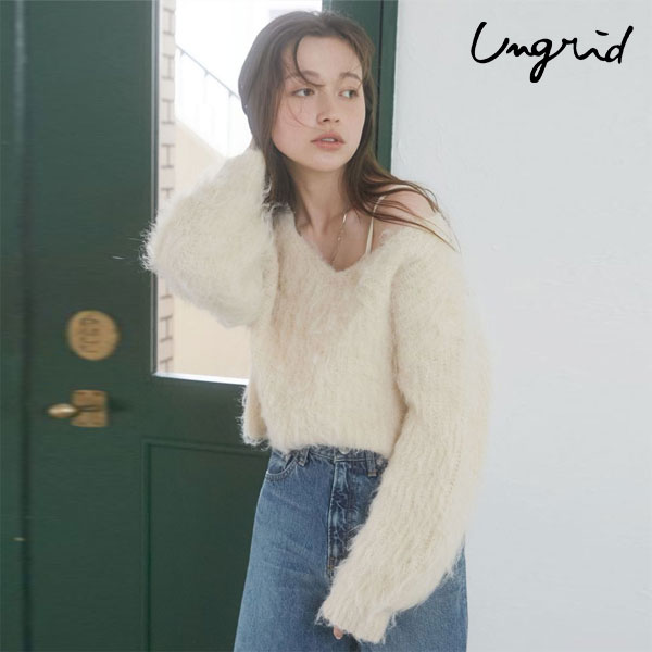 【SALE20%OFF】【即納】アングリッド ungrid トップス 24秋冬 Ｖネックカラーショート起毛ニット ショート丈 長袖 112452621801 5,843円