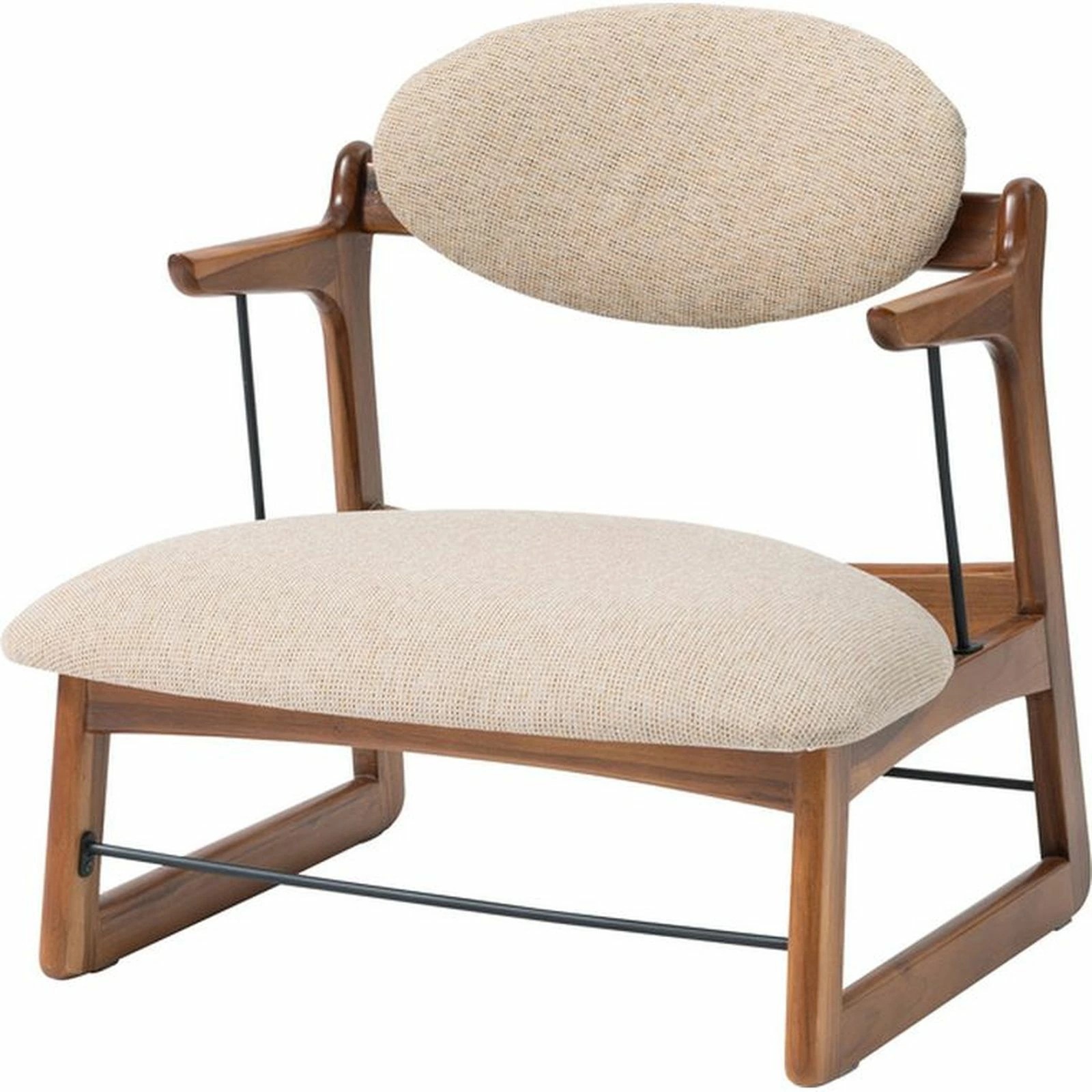 フロアチェアL 約55×50×57×28cm アイボリー ファブリック 木製 肘つき アームレスト リビング ダイニング ナチュラル クッション 大きめ ゆったり 完成品 おしゃれ 敬老の日 17,993円