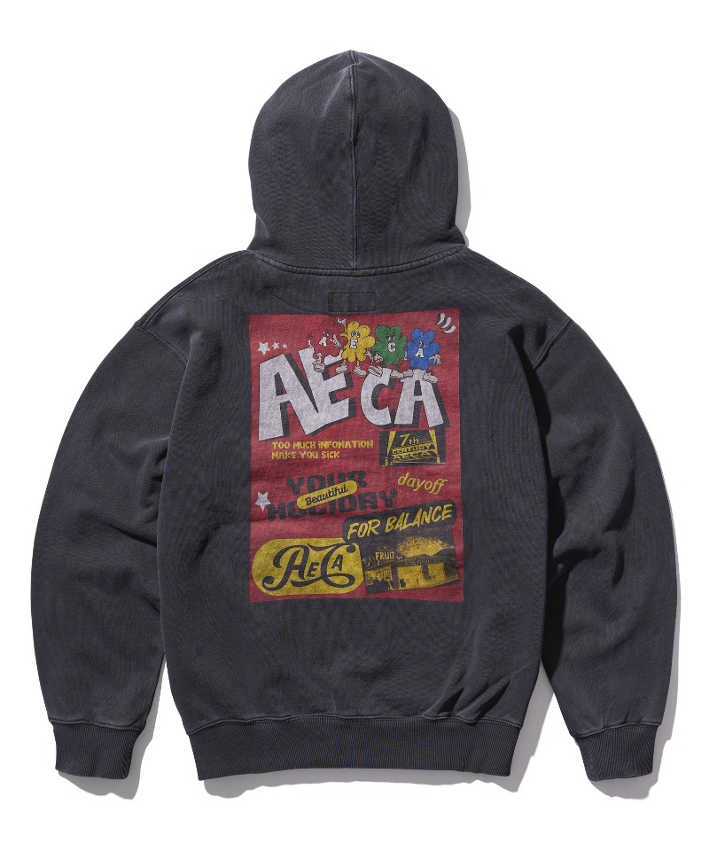 【AECA WHITE】 CLOVER HOLIDAY HOODIE SWEAT : WASHED CHARCOAL