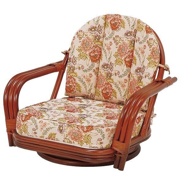 籐 回転座椅子 ロータイプ 通気性 肘掛 丈夫 チェア イス 椅子 インテリア 家具