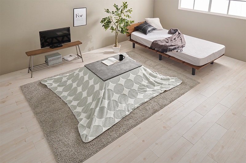 こたつセット こたつ 掛布団 2点セット グレー/丸グレー 75x60cm コンクリート調 北欧柄 コタツ掛布団セット オールシーズン コタツ テーブル シンプル