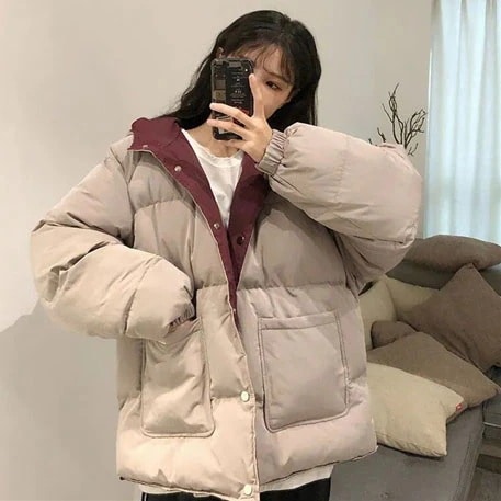 韓国ファッション 両面中綿コート防寒コート レディース 大きいサイズ 暖4colorダウンジャケット・コート