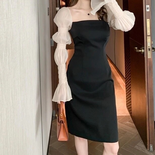 レディース ワンピース タイトワンピース 可愛い 女性 大人っぽい 膝上丈 ハイウエスト ブラック 黒色 S M L XL 大人可愛い 食事会 女子会 二次会 パーティー 結婚式 同窓会 イベント