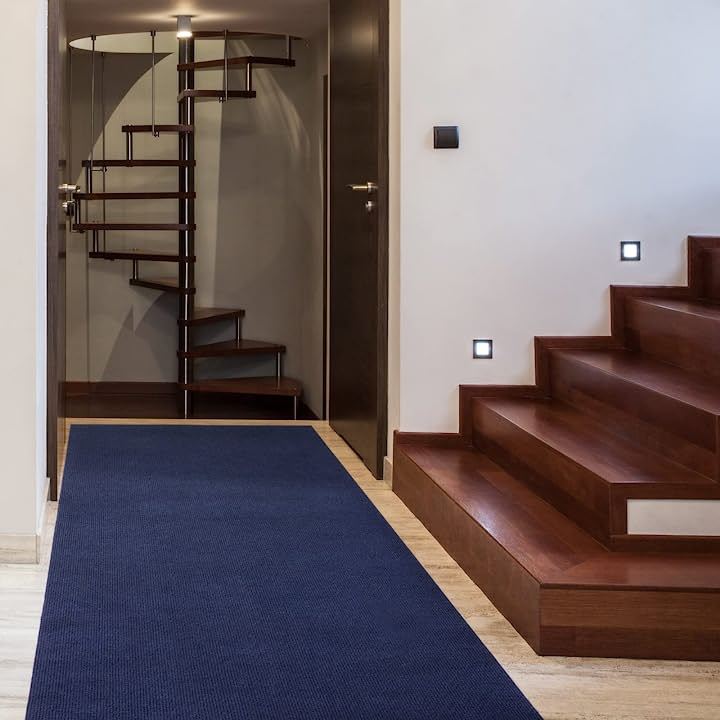 廊下マット キッチンマット 廊下敷き 吸着マット 玄関マット マルチロールカーペット 洗える 600x60cm 厚み4mm( ネイビー, 600x60cm)