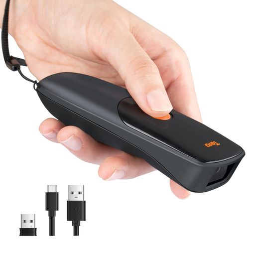 TERA バーコードスキャナー 小型 BLUETOOTH ワイヤレス 2.4G QR 1次元 2次元 有線 無線 連続読み込み 日本語取扱説明書付き 充電式 手持ち式 技適マーク付き オレンジ 型番: