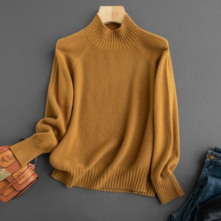 カジュアルニット カジュアルセーター 長袖ニットセーター トップス セーター プルオーバー 白トップス 袖あり 長袖 Uネック 襟なし ハイネック スリム タイト 細身 Iライン スマート ふわふわ