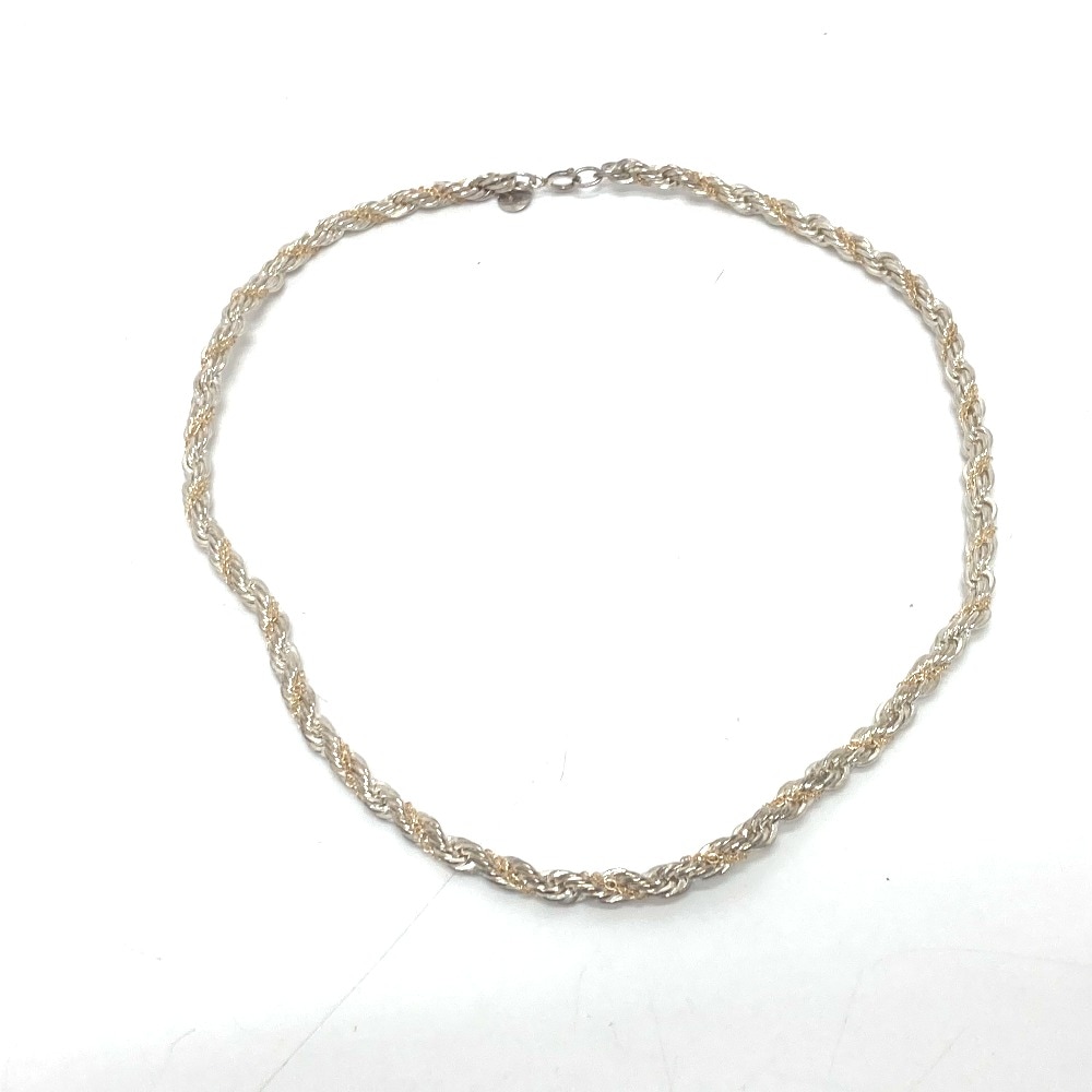 ネックレス コンビ ツイスト チェーン ネックレス 小物 アクセサリー K18YG/SV925 シルバー×ゴールド