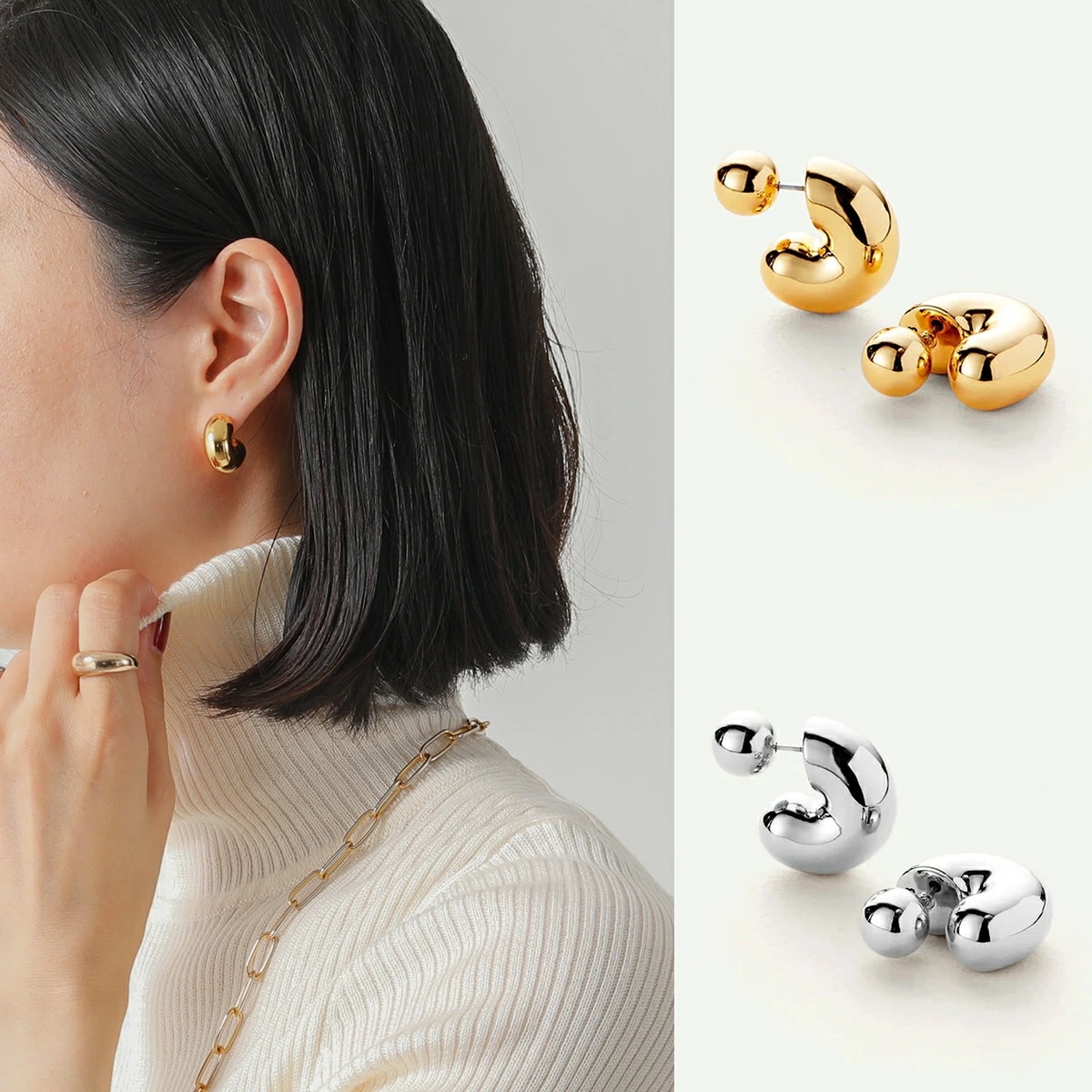 JENNY BIRD ジェニーバード ピアス Tome Hoops Medium JB3296-HPG JB3296-HPS レディース フープ ロゴ 刻印 アクセサリー カラー2色
