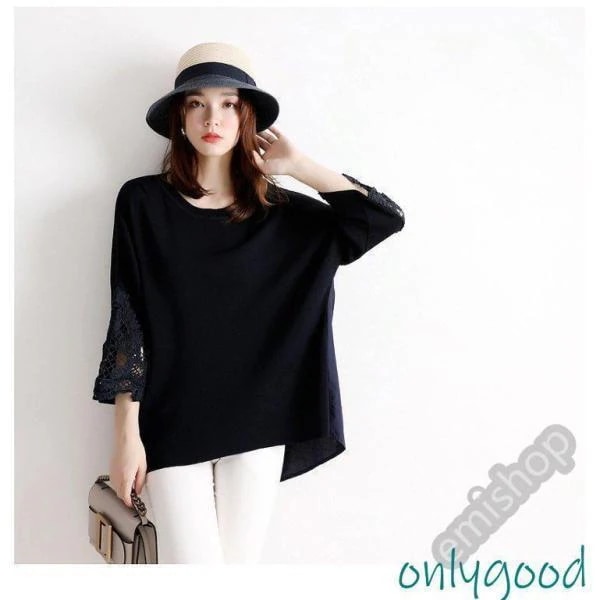 通勤OL レース切り替えチュニック オシャレブラウス ゆったりTシャツ 七分袖トップス レディース 40代 白シャツ 大人 30代 50代 春夏新作 ブラウストップスシャツブラウストップスシャツ 5,628円