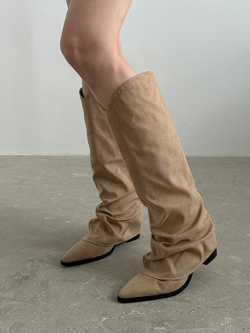 23 新商品ブーツ スエードブーツ ウエスタンブーツ 7cmヒール [2色]