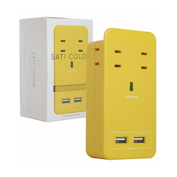 SATI COLOR電源タップ AC4個口+USB2ポート イエロー CT221YE 1個