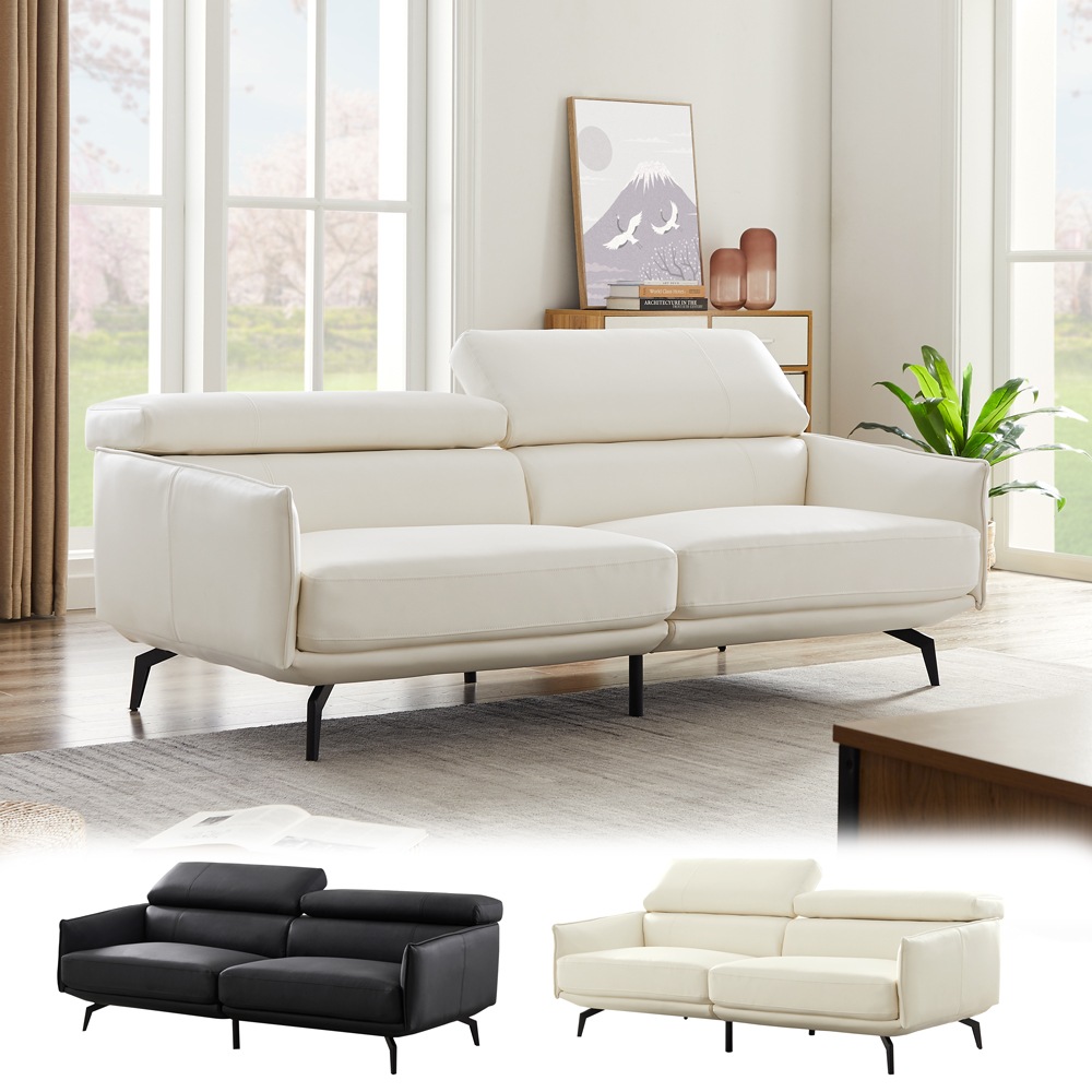 モダンソファ 3人掛け 頭部 リクライニング機能 合成皮革 オフィス 応接間 S-2915 3P