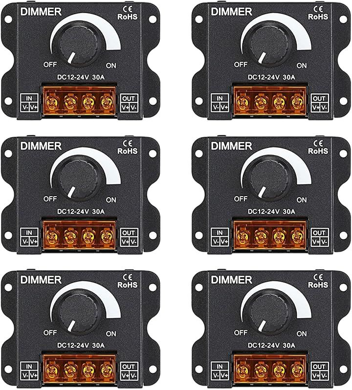 調光器 led スイッチ コントローラー ボリューム式 12V 24V 30A ディマー 無段階 明るさ 調節(6個 セット) 6,334円