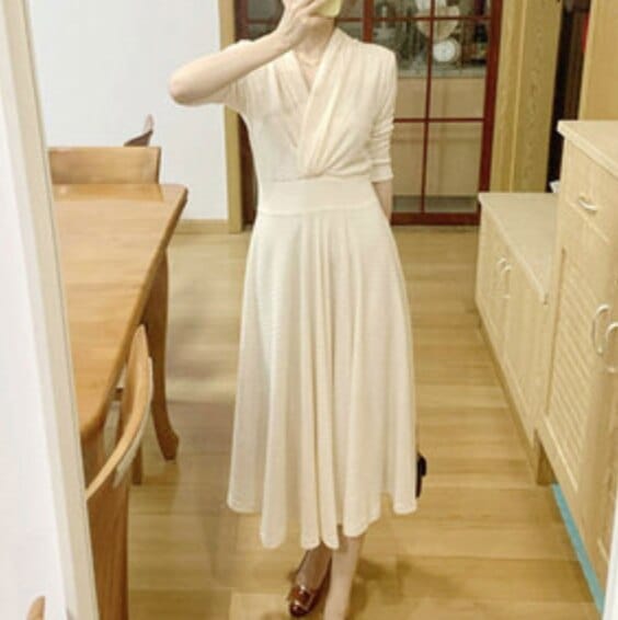 ワンピース デート かわいい 大人可愛い きれいめ シンプル カジュアル 大人 上品 おしゃれ カシュクール Vネック 半袖 薄手 夏 オフィス ママ エレガント コーデ ウエストマーク 韓国ホワイト