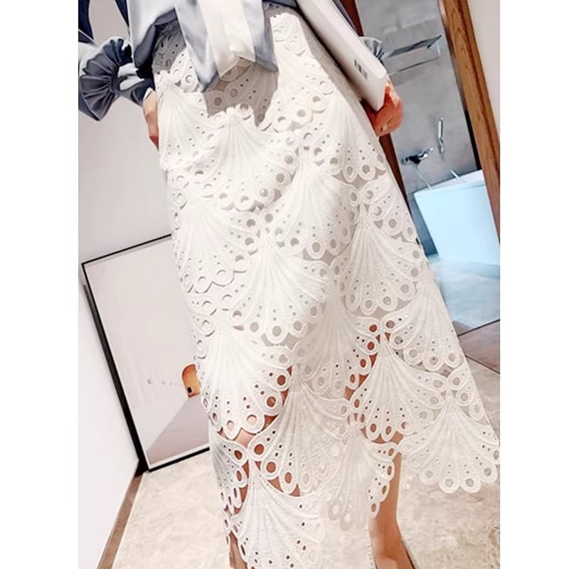 スカート ペンシルスカート タイトスカート 膝丈 ひざ丈 膝下 半袖 スリム タイト 細身 ストレート レース 編み込み 透け感 かわいい 大人可愛い きれいめ 大人 上品 おしゃれ お洒落 大人女子