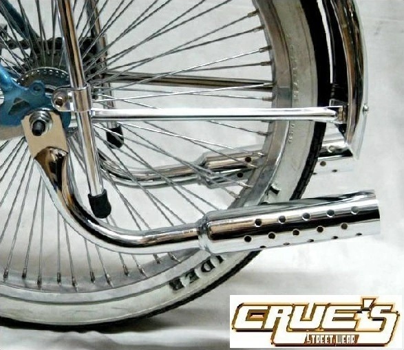 ローライダー マフラー クローム 自転車 パーツ アクセサリー 自転車部品 ローチャリ ビーチクルーザー カスタム 改造 部品 BMX MTB チョッパー ミニベロ ママチャリ サイクルパーツ