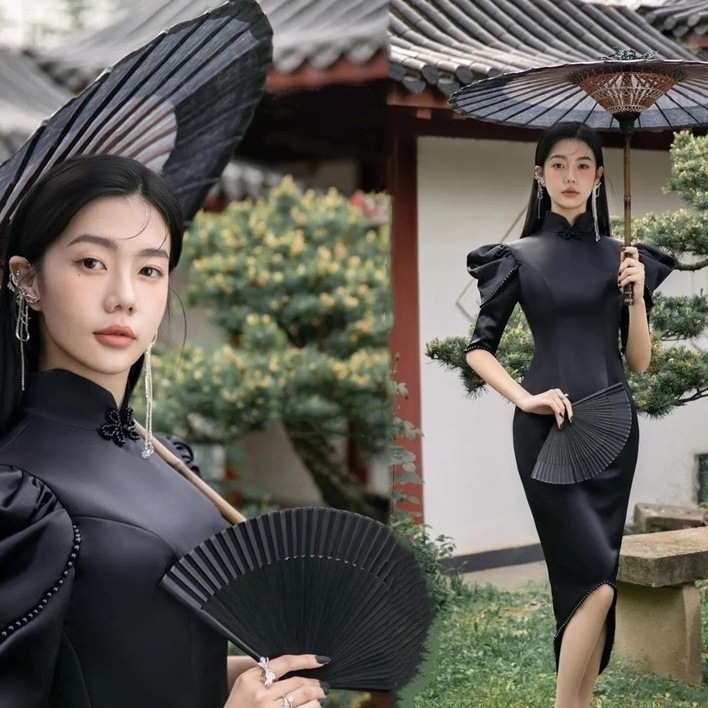 ドレス 衣装 ブラックドレス カクテルドレス 披露宴ドレス カラードレス タイトドレス チャイナドレス 5分袖 ハイネック ステージドレス 発表会 タイト かわいい 大人可愛い きれいめ シンプル 11,460円