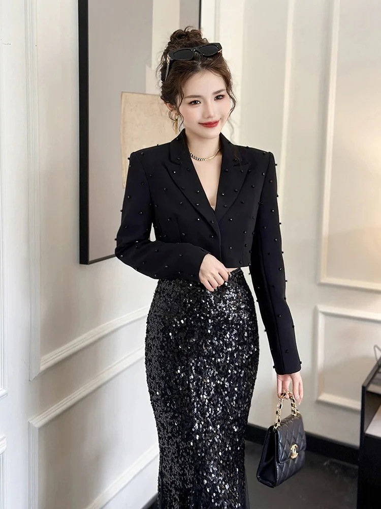 【JY.上品】 2025秋冬 ショートスーツ トップス スリム スーツコート レディース スーツジャケット アウター パーティー キャバ 大人 同窓会 披露宴 卒業式 結婚式 演奏会 ウェディング 二