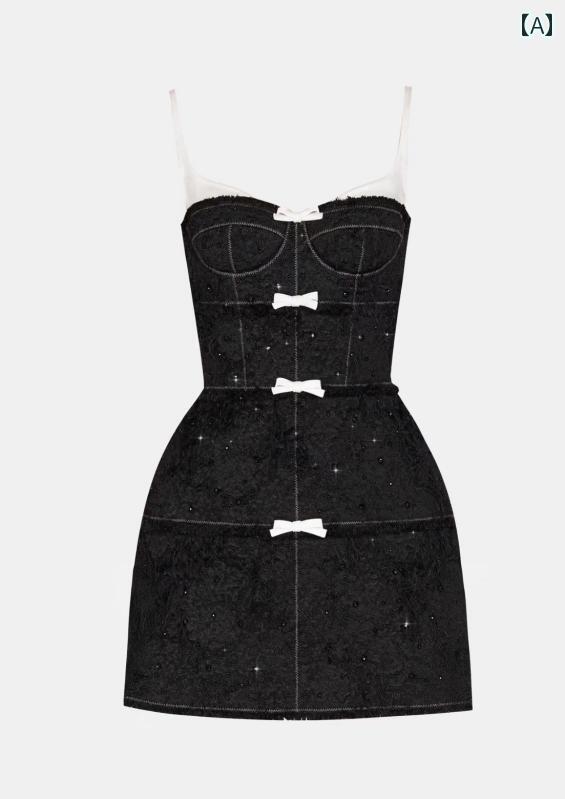 レディース　ドレス　ワンピース ベトナムの な の スリングの 感触の エレガントの ビーズの 弓の スリム ホット ガールの aラインの ドレスの 秋冬