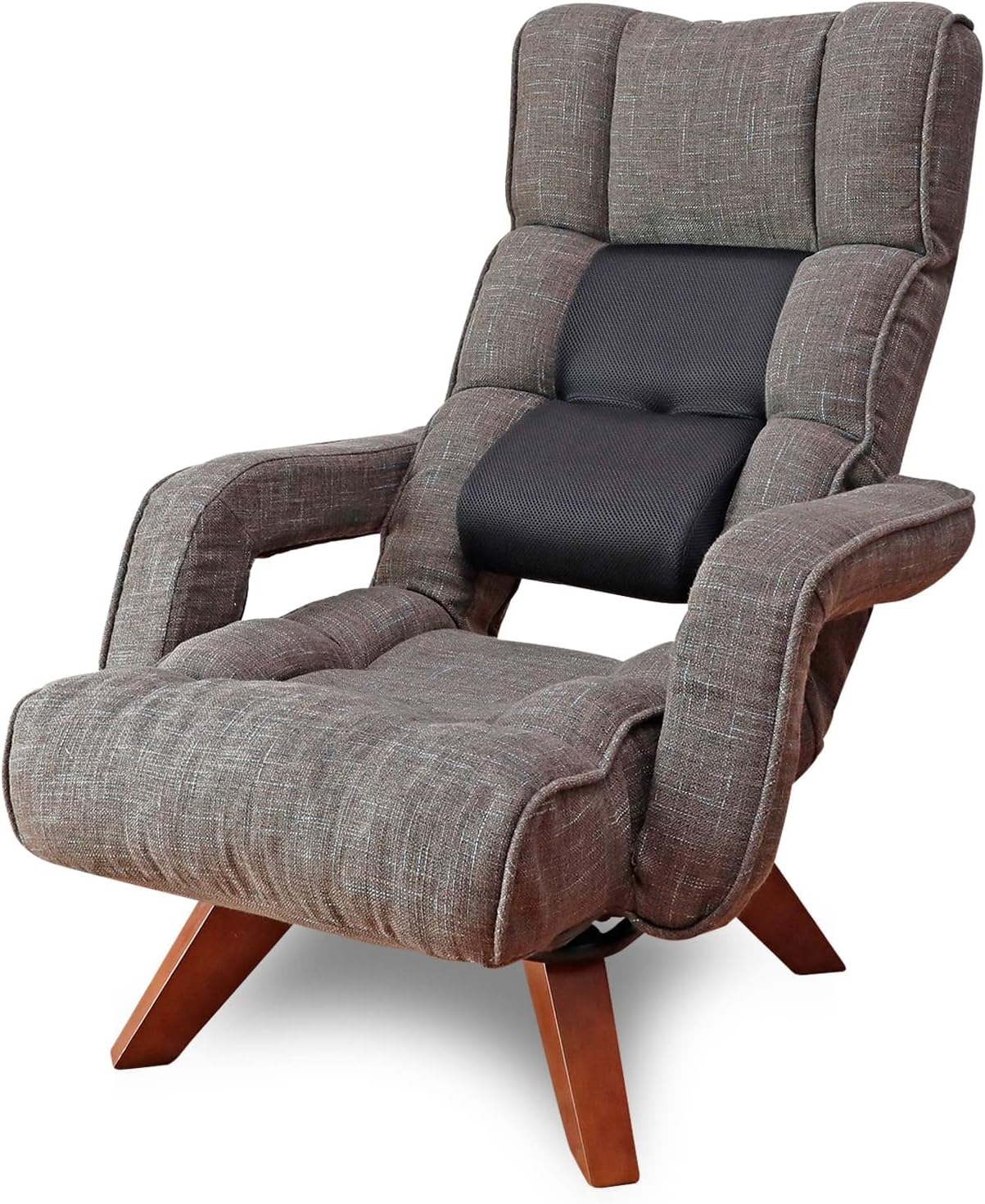 座椅子生活 明光ホームテック 腰の神様がくれた中座椅子 (ブラウン/リクライニング / 14段階) 回転座椅子 リビング 座椅子 (DKLZ1-エルカム)
