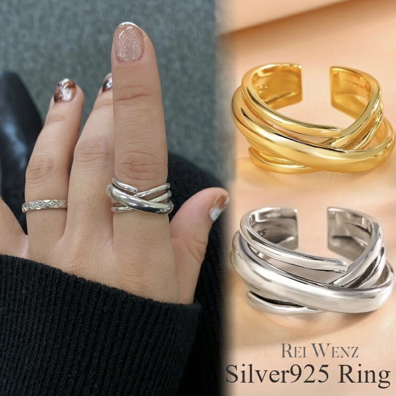 【フリーサイズ】リング 指輪 レディース Sier925 レイヤード 太 幅広 デザインリング おしゃれ 幅太 プレゼント 7,604円