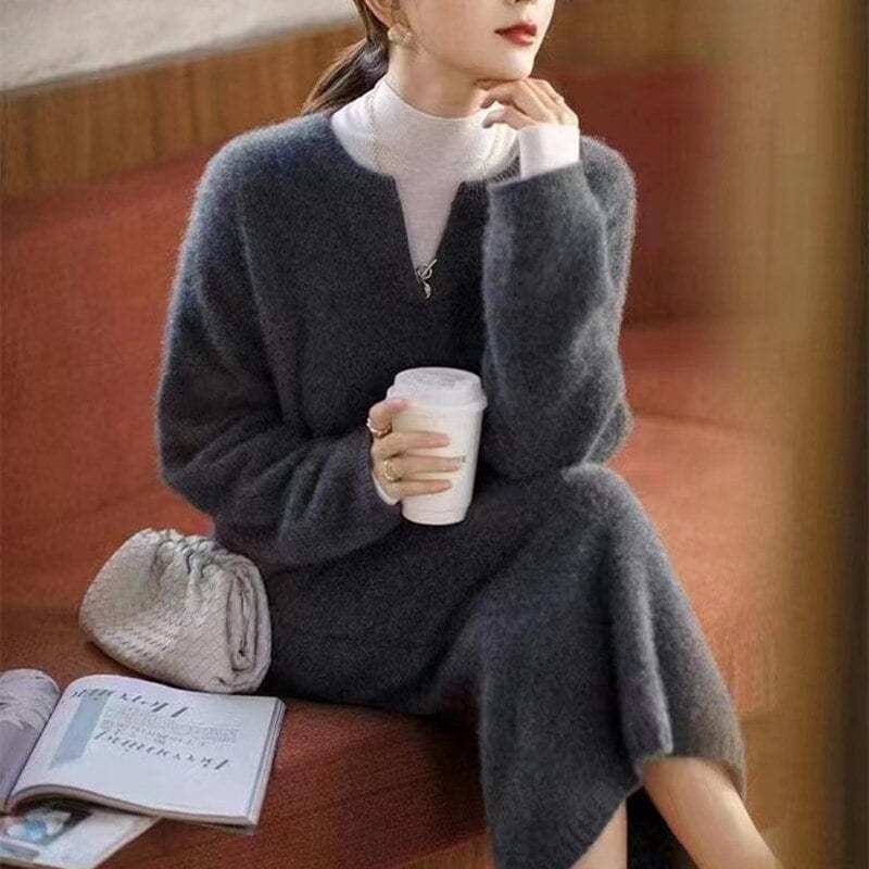 50個セットアップ セーター タイトスカート ニット 厚手 無地 ゆったり 2025 新作 韓国ファション レディース カジュアル