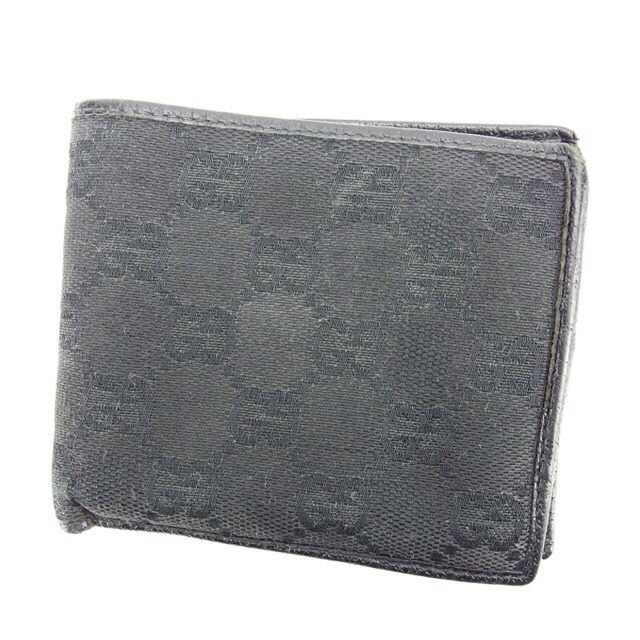 二つ折り札入れ GGキャンバス ブラック 中古
