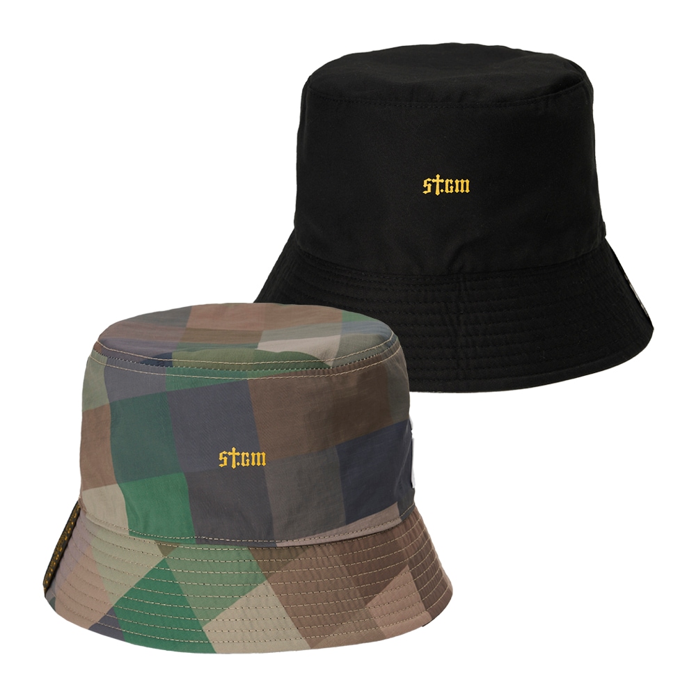 Square Camouflage Reversible Bucket Hat Green