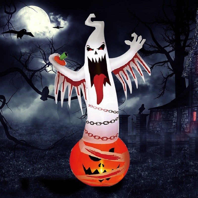 新型ハロウィンの幽霊の炎の明かりの白い鬼のかぼちゃの空気の空気の鋳型の庭はホラーの幽霊の日の置物を飾ります