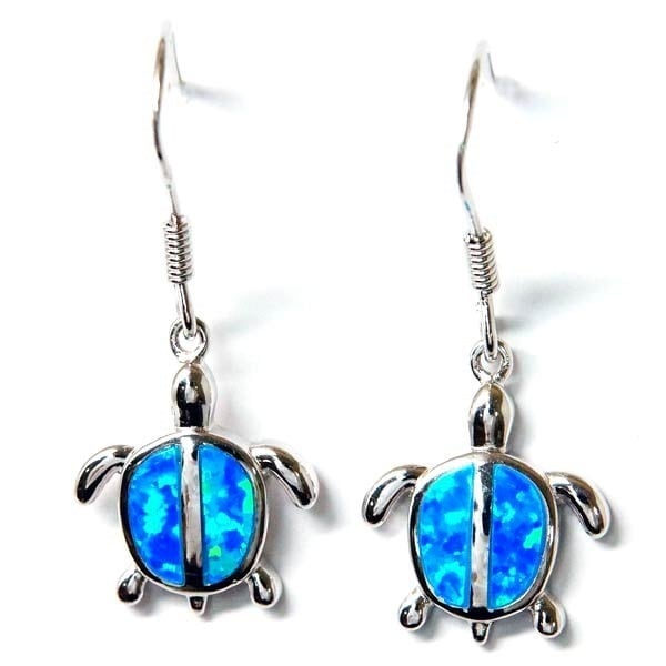 ハワイアンジュエリー フックピアス ホヌ 海ガメ ワイド幅 ブルーオパール レディース ハワイアンジュエリー シルバー925