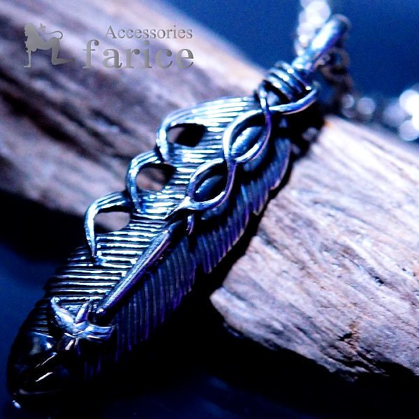 フェザーモチーフ アメリカンイーグル(鷲)立体装飾 両面羽模様彫りブレイクデザイン メンズ インディアンジュエリー シルバー925 ペンダント ネックレス 5,681円