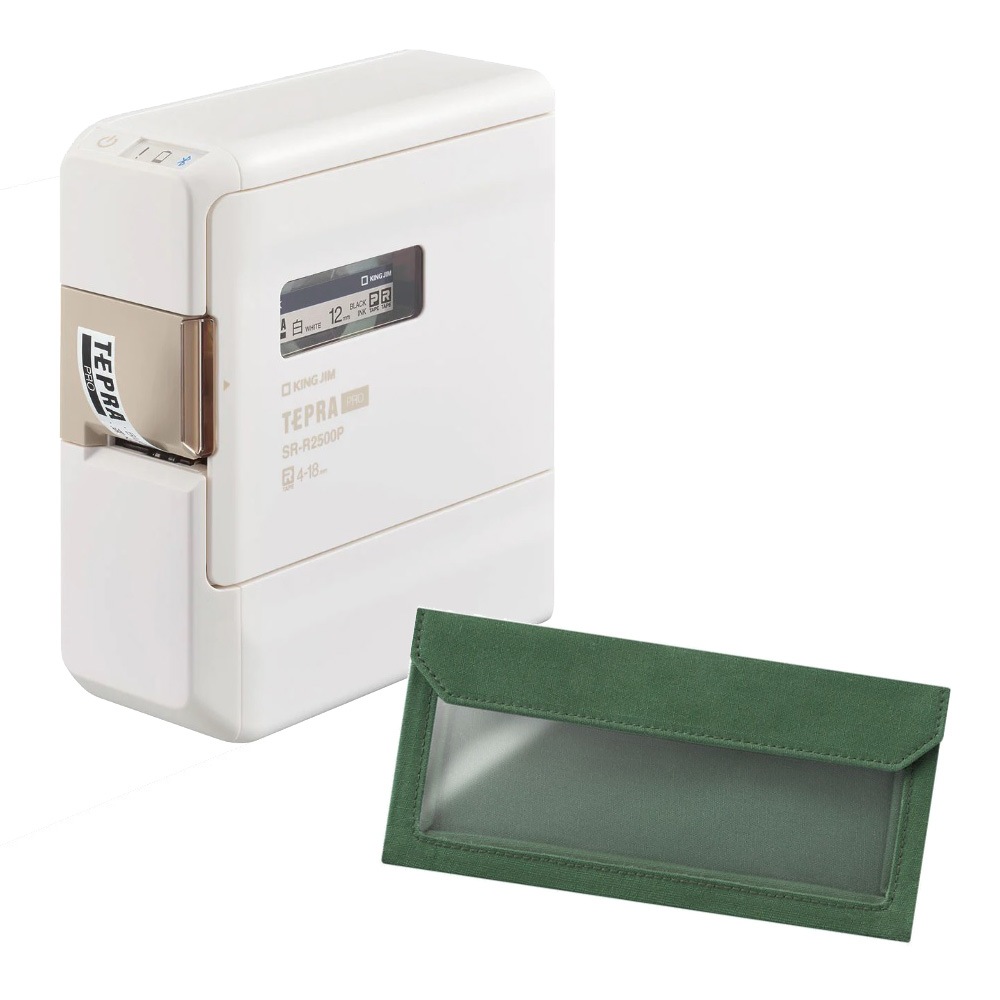 キングジム ラベルプリンター「テプラ」PRO ＋ フラッティワークス（ペンケース/カーキ色）付 SRR2500Pフラテカキセト
