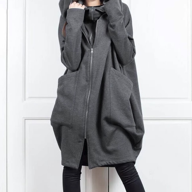 レディース ジャケット パーカー スウェット アウター 上着 フェイクツーピース 羽織 前開き 長袖 萌袖 フード ワイド ストリート ファスナー ポケット かわいい 大人可愛い シンプル カジュアル 5,502円