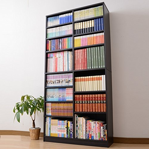 色：ダークブラウン サイズ：90cm幅 山善 本棚 幅90.5*奥行29*高さ184cm 8段 棚板