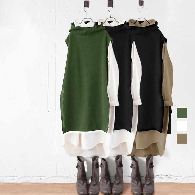 【高レビュー】 カジュアルセットアップ 無地 シンプル 長袖 レディース ファッション 大人可愛い ストレートスカート ハイネック ナチュラル 春秋