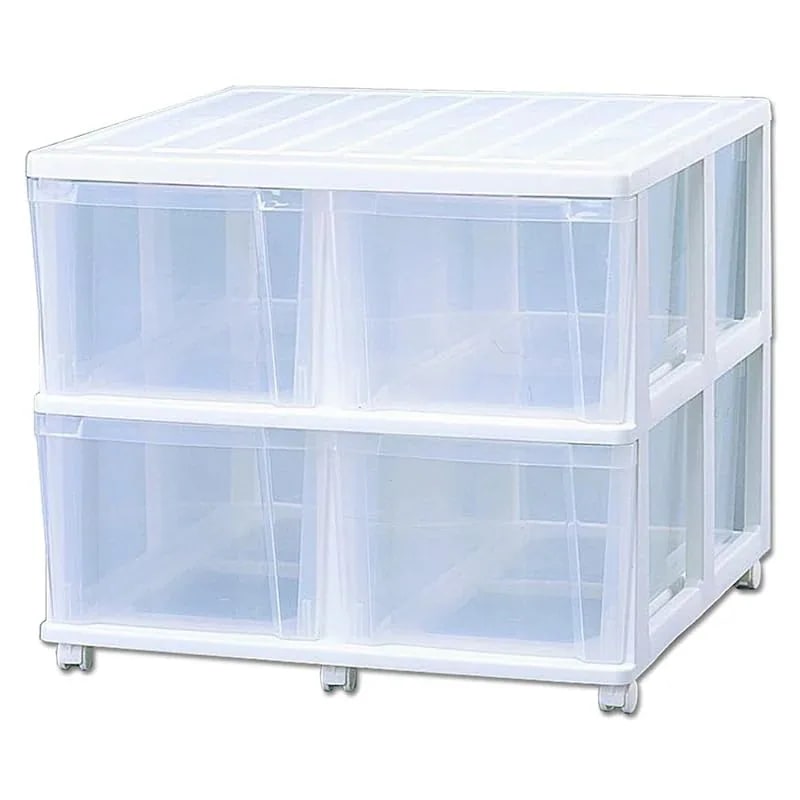 【即納】アイリスオーヤマ チェスト 押入れ 2段 深型 幅74×奥行70×高さ64.5cm ホワイト/クリア OCD-744