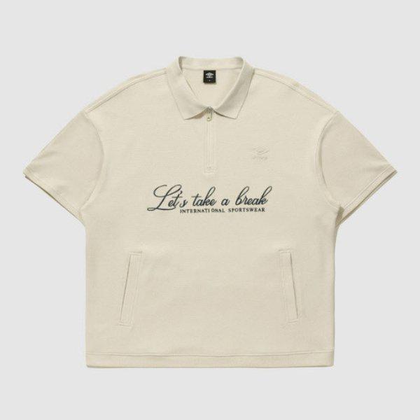 M 長袖Tシャツ NQK UQ221CTS49-OBE レイトチェックアウトワッフル半袖カラーハーフジップアップスウェットシャツ/オートミール