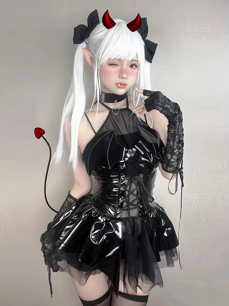 ロリータ コスプレ 2024新作 夏 ロリータ ワンピース 可愛い レース 着痩せ ロングスカート 小悪魔 スカートセット セクシー cos 3点セットサンタコスプレ