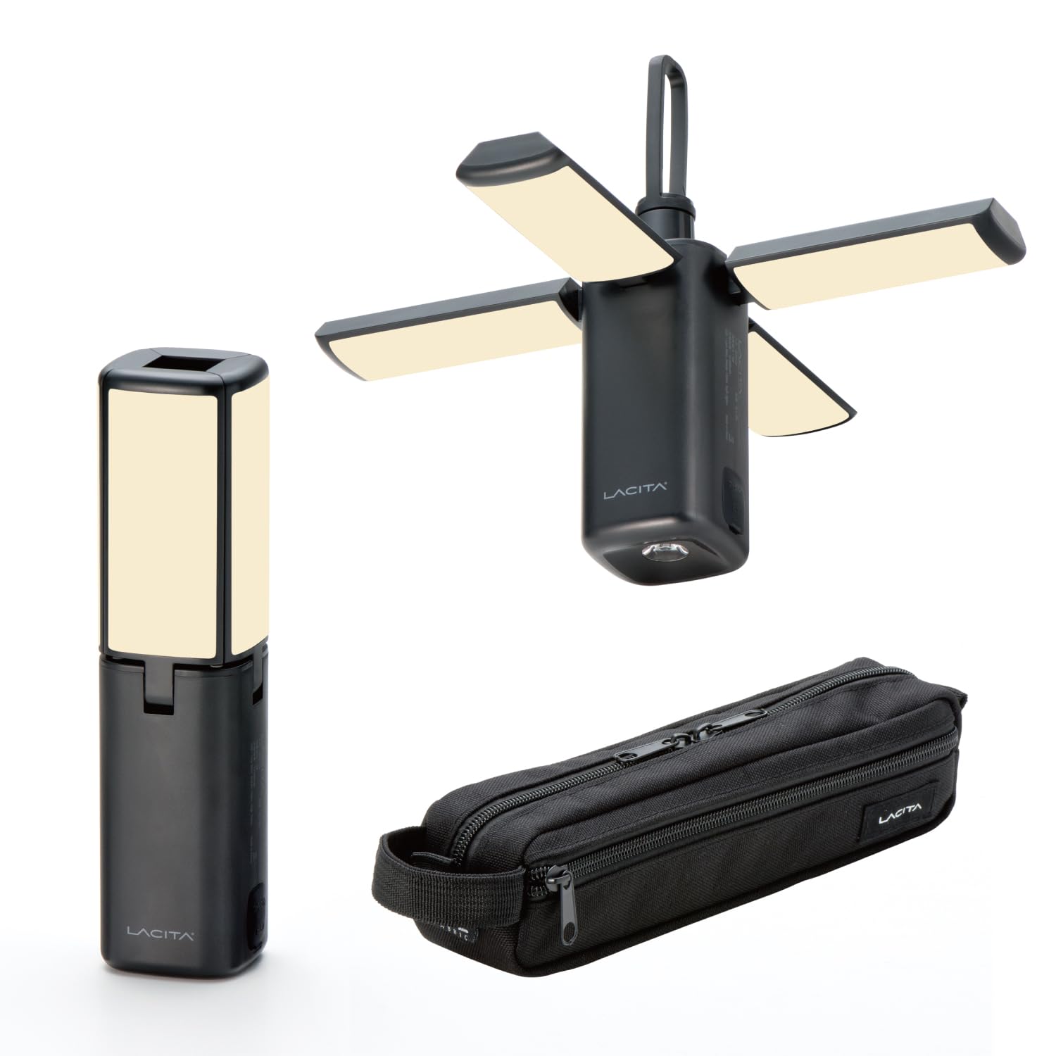 LACITA LEDランタン ポータブル 13 400mAh 充電式 キャンプ アウトドア 防災 屋外仕様 防水 小型 明るい 電球色 暖色 蛍光色 昼光色 EL BRIGHT 1 (ブラック)