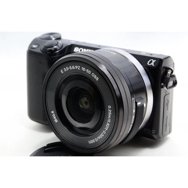 【中古】ソニー SONY NEX-5T ブラック レンズセット 美品 SDカードストラップ付き