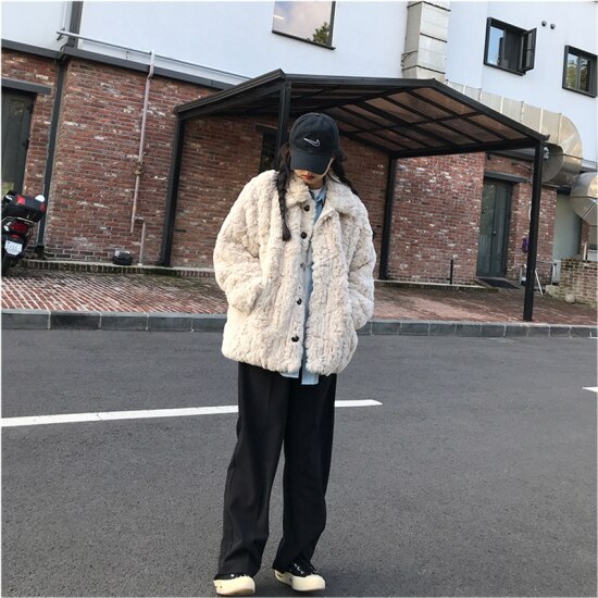 【取寄：納期2週間】ファーコート レディース ファージャケット アウター 羽織 コート ジャケット ふわふわ 暖かい 防寒 冬 シンプル 無地 襟あり 長袖 カジュアル お出掛け ゆったり 体型カバー