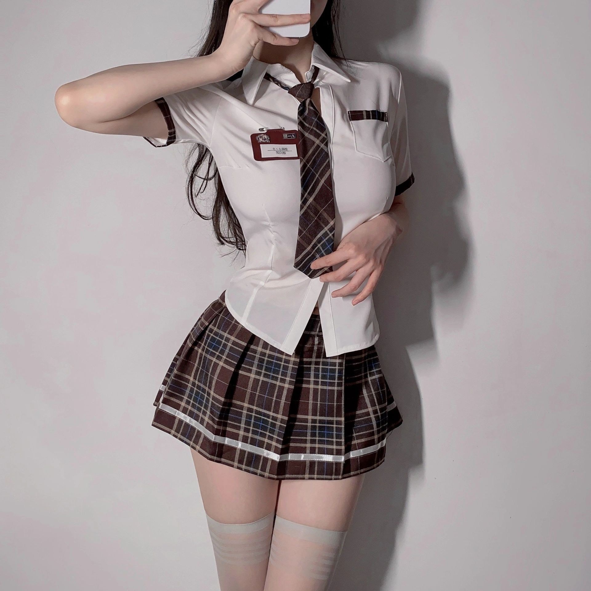 韓国 きれいな制服 チェック柄 レディース セット
