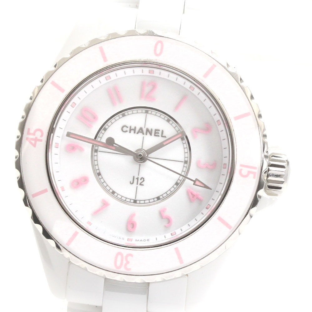 シャネル CHANEL H6755 J12 ピンク ブラッシュ 世界限定1200本 クォーツ レディース 良品 保証書付き_869173【中古】