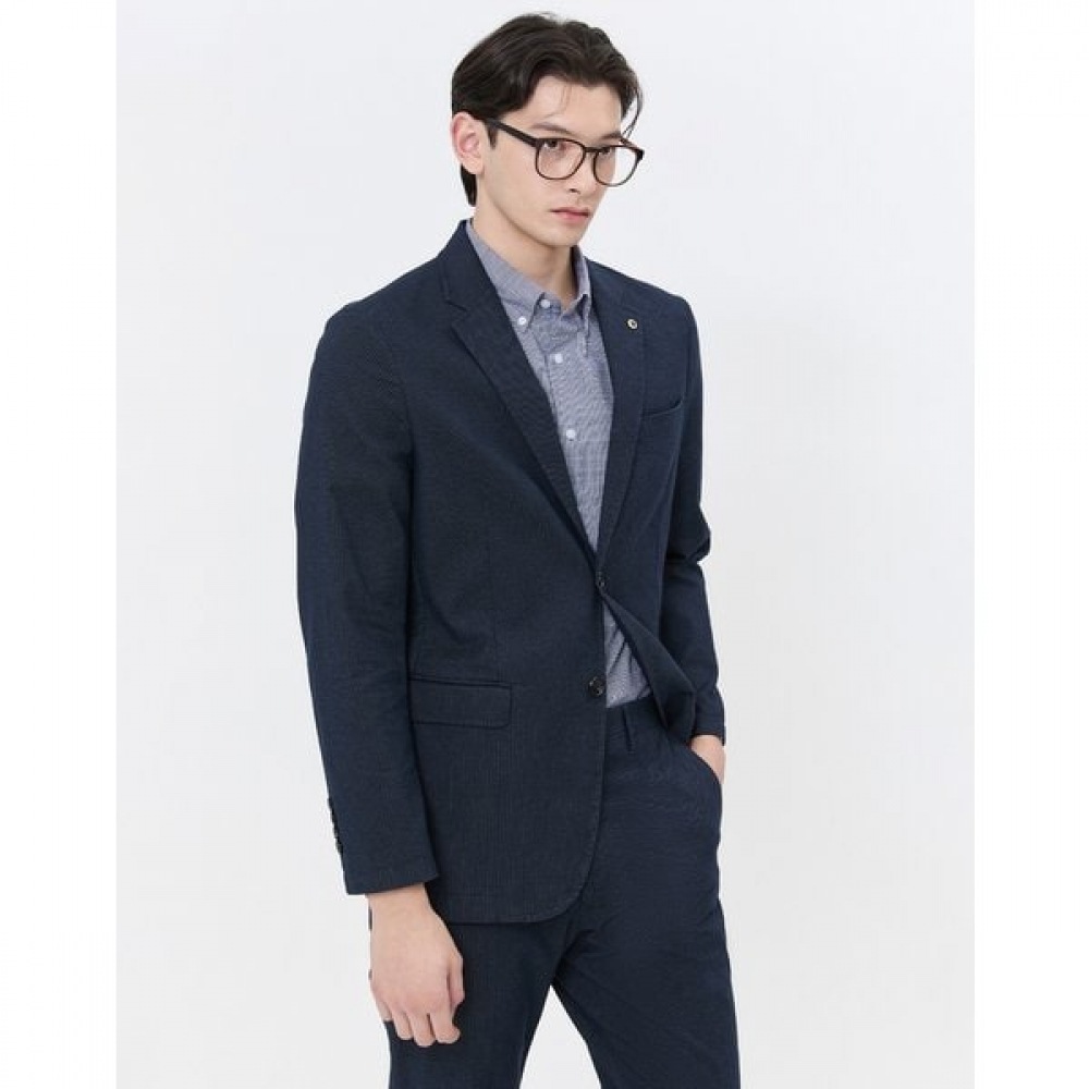 [24SS] [クラシックセラー] ネイビーコットンブレンドシングルツーボタンジャケットWHJA4A201N2